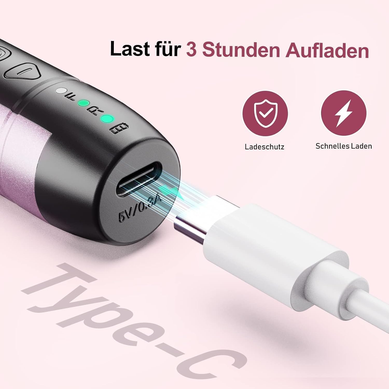 COSLUS C20 Elektrischer Nagelfräser 35000 u/min kabellos 11 in 1, Lila – Bild 5