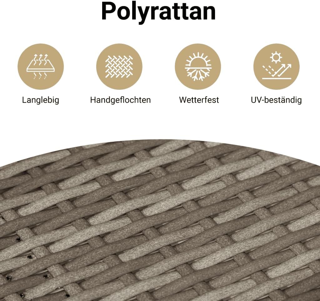 vidaXL Gartentisch Grau 55x55x37 cm Poly Rattan und Akazienholz – Bild 5