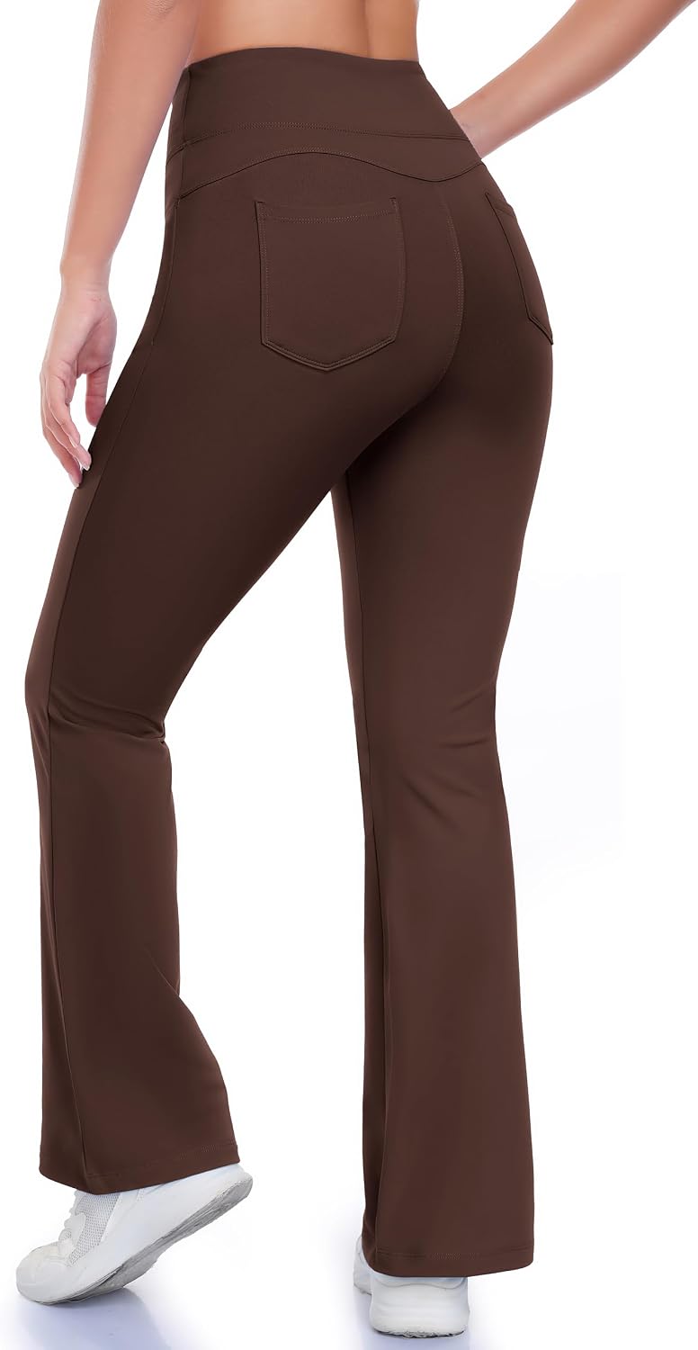 Yogahose Damen Thermo Bootcut Hose Winter Sporthose mit Taschen – Bild 2