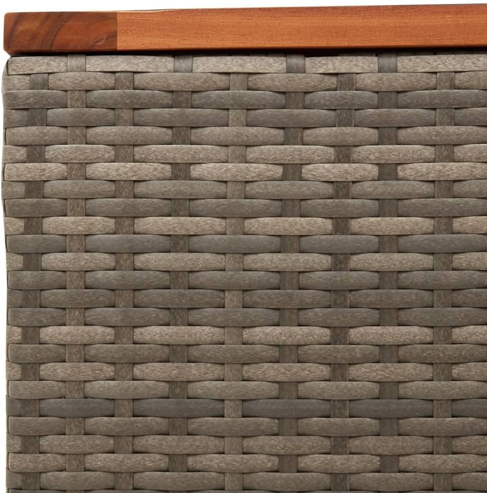vidaXL Gartentisch Grau 55x55x37 cm Poly Rattan und Akazienholz – Bild 6