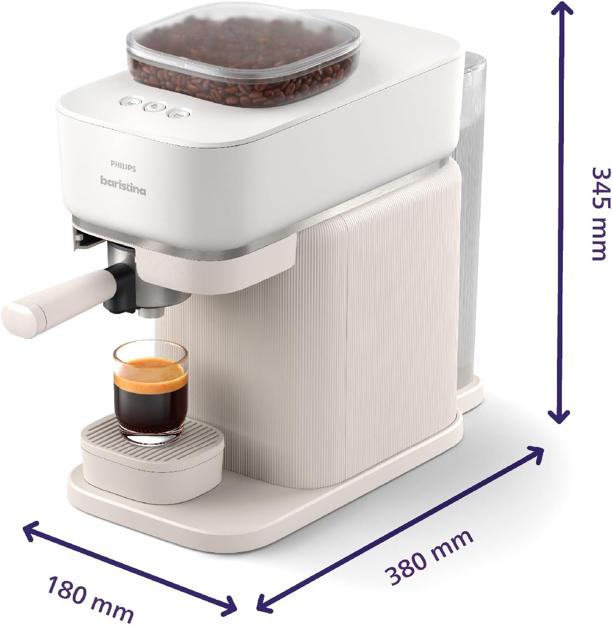 PHILIPS Baristina Espressomaschine mit Milchaufschäumer, Weiß, 16 Bar – Bild 9