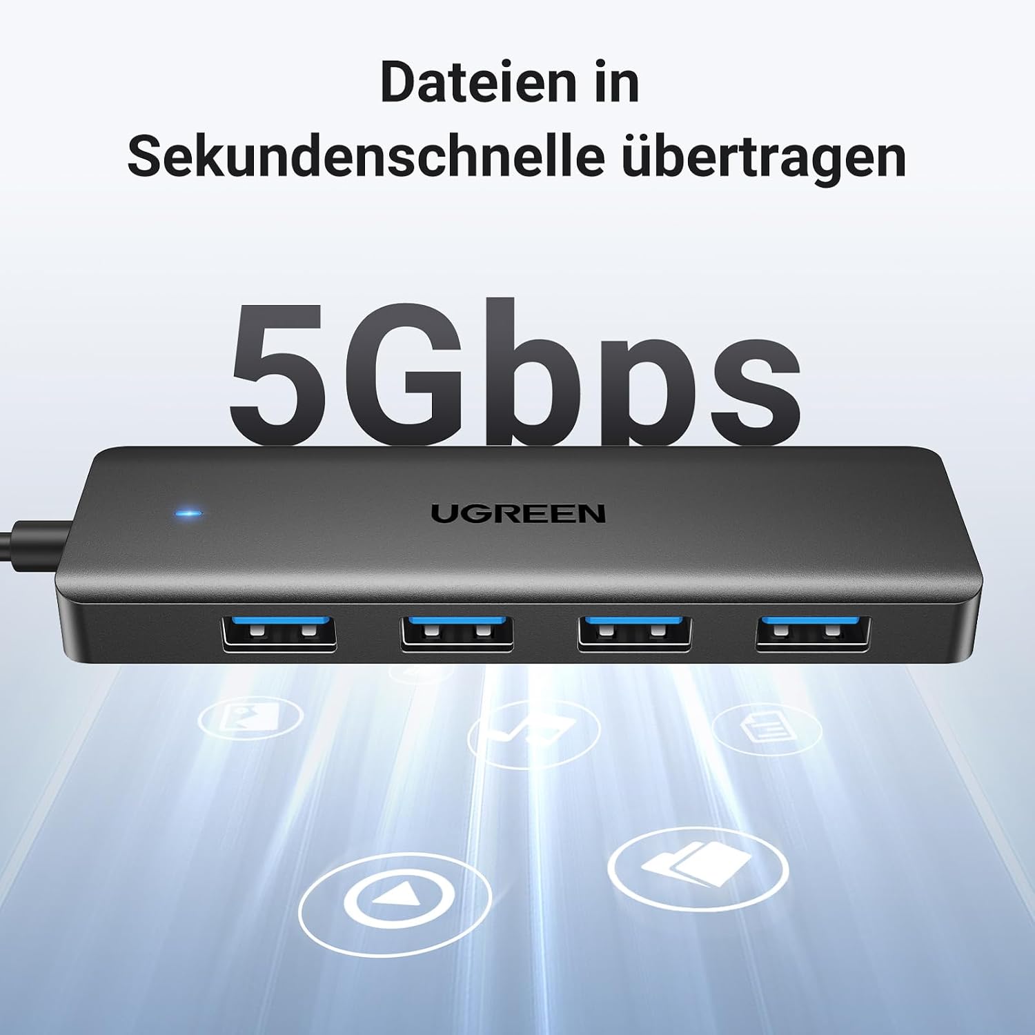UGREEN 4-Port USB 3.0 Hub USB Verteiler Multiport Adapter 5Gbps (15cm) – Bild 3