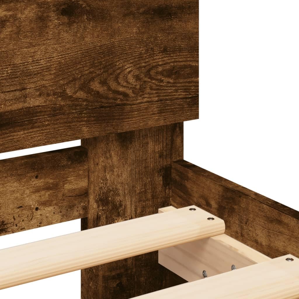 vidaXL Bettgestell mit Kopfteil Räuchereiche 90x190 cm Holzwerkstoff – Bild 4