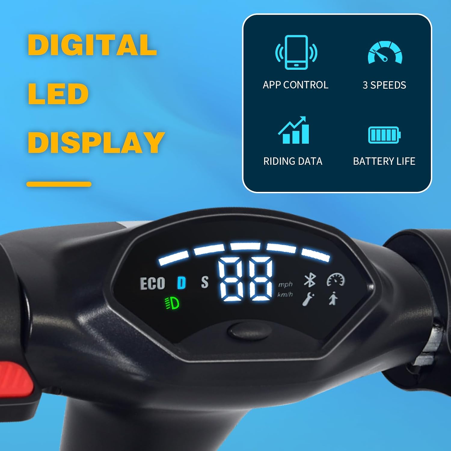 Elektroroller für Kinder mit LED-Anzeige, 8" Faltbarer Elektroroller, 250W Motor, Höchstgeschwindigkeit 20 km/h, höhenverstellbar, geeignet für Jugendliche von 8-16 Jahren – Bild 2