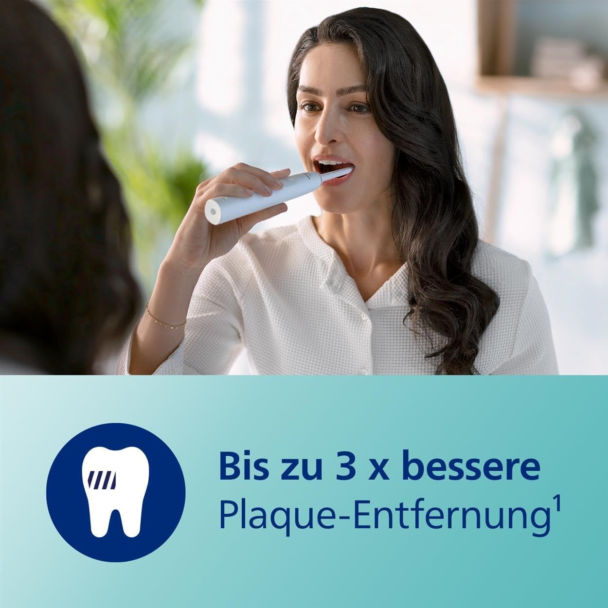 Philips Sonicare 3100 elektrische Zahnbürste, Schallzahnbürste, Andruckkontrolle und Timer, Weiß, Zweierpack, Modell HX3675/13 – Bild 3