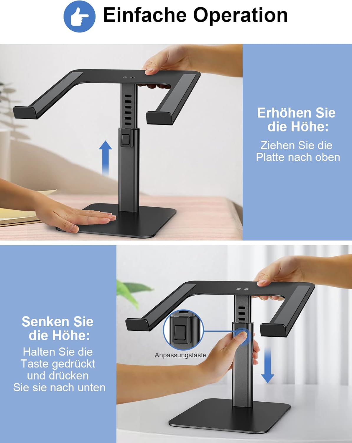 Babacom Laptop Ständer, 8X Höhenverstellbar Aluminium+Rundum-Silikon-Schutz – Bild 3