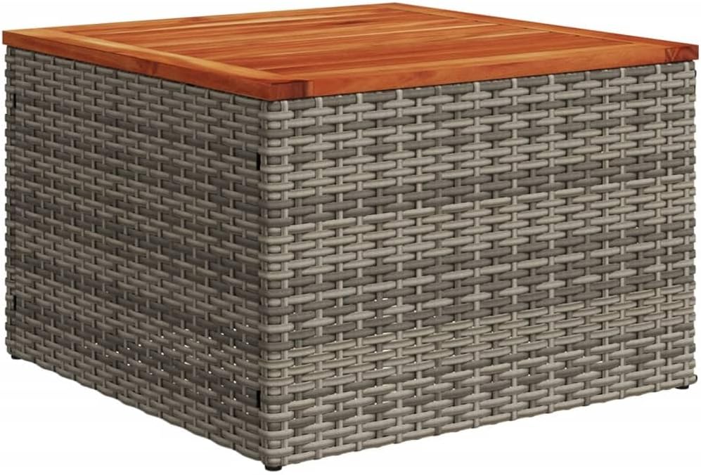 vidaXL Gartentisch Grau 55x55x37 cm Poly Rattan und Akazienholz – Bild 9