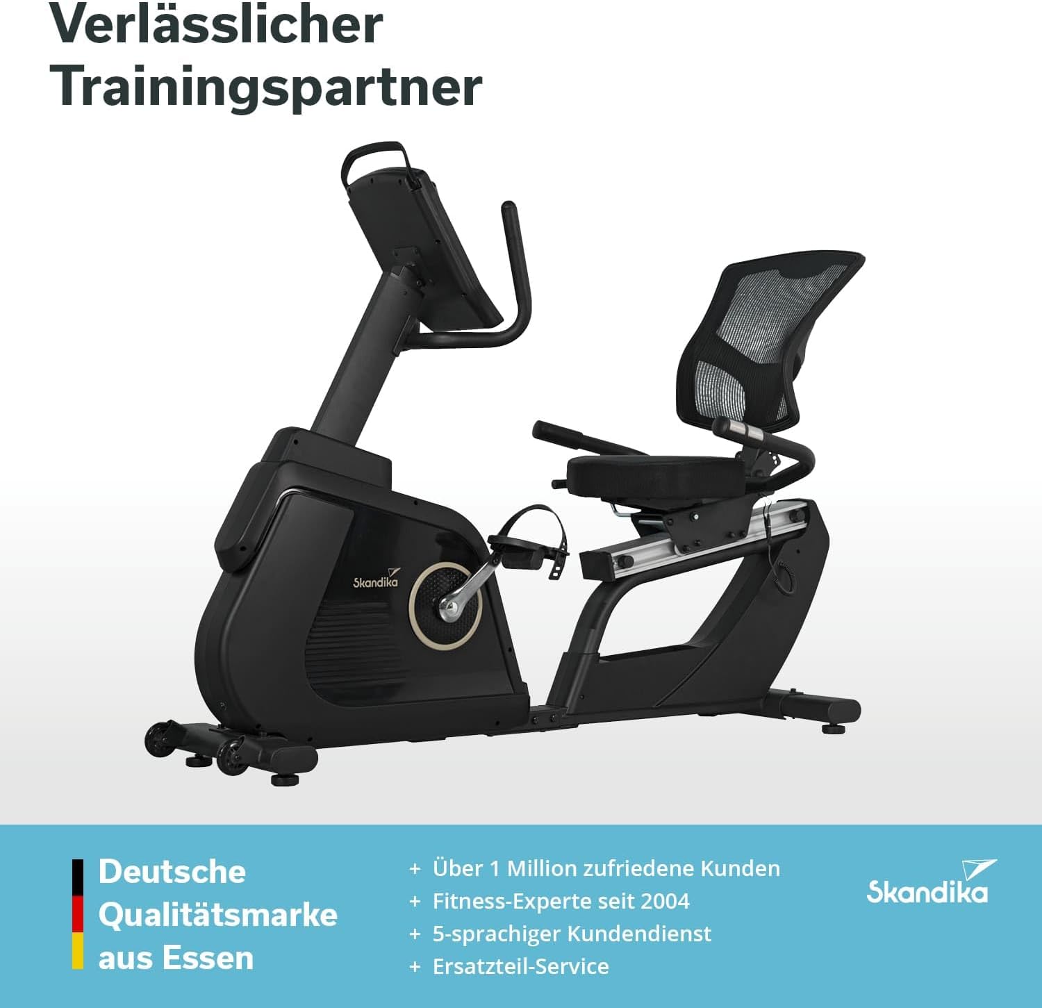 Skandika Liege-Ergometer P14 Comfort | Heimtrainer Fahrrad mit 32 Widerstandsstufen, bis 150 kg und 190 cm, Bluetooth, App-Konnektivität, leise, LCD-Display | Ergometer, Fitnessbike für zuhause – Bild 7
