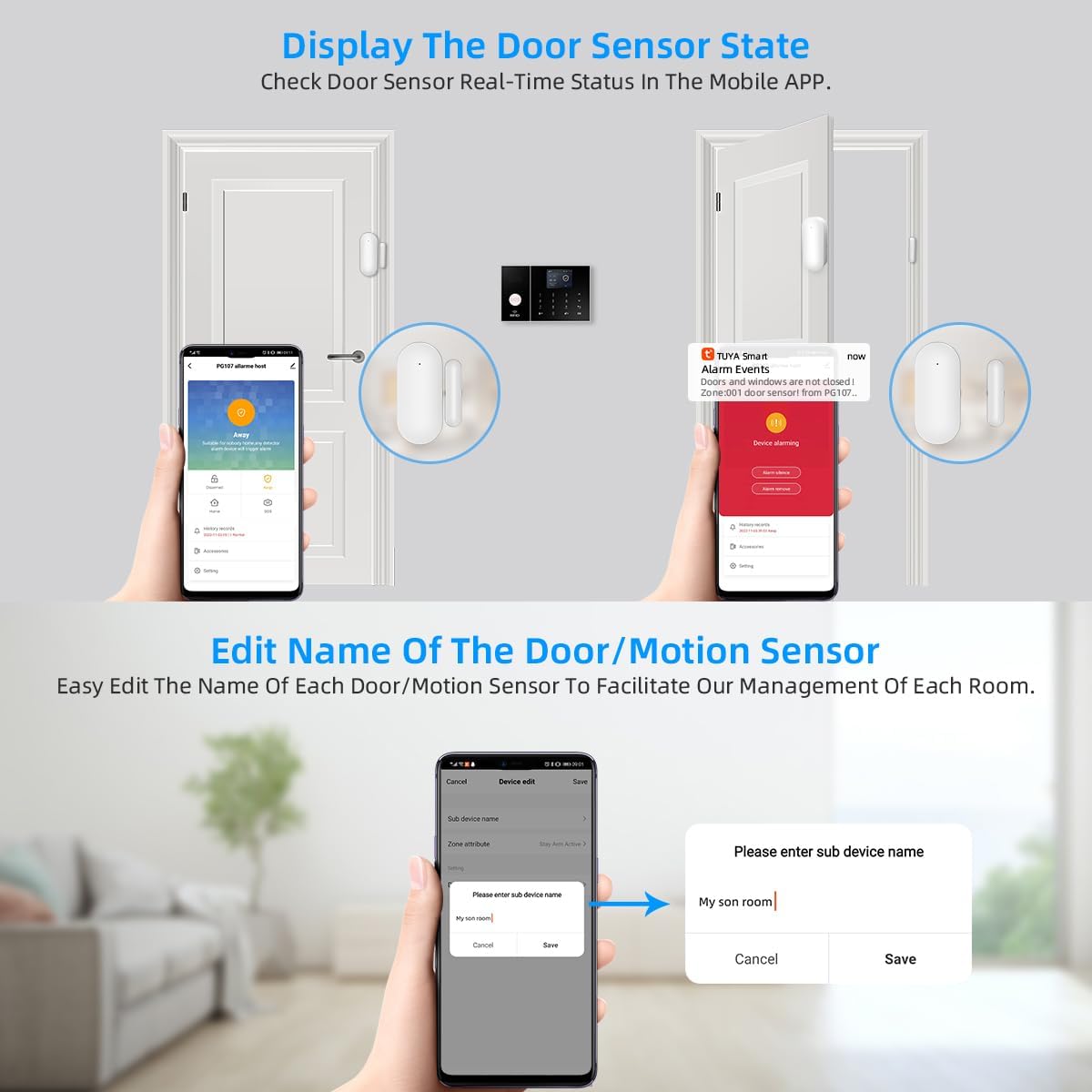 LWOHSI Alarmanlage Haus mit Kamera,Drahtloses WLAN /2G SMS Alarmanlage mit Bewegungsmelder,LCD-Display,120dB Alarmsirene, Intelligenter Fernbedienung, Kompatibel mit Alexa und Google – Bild 7
