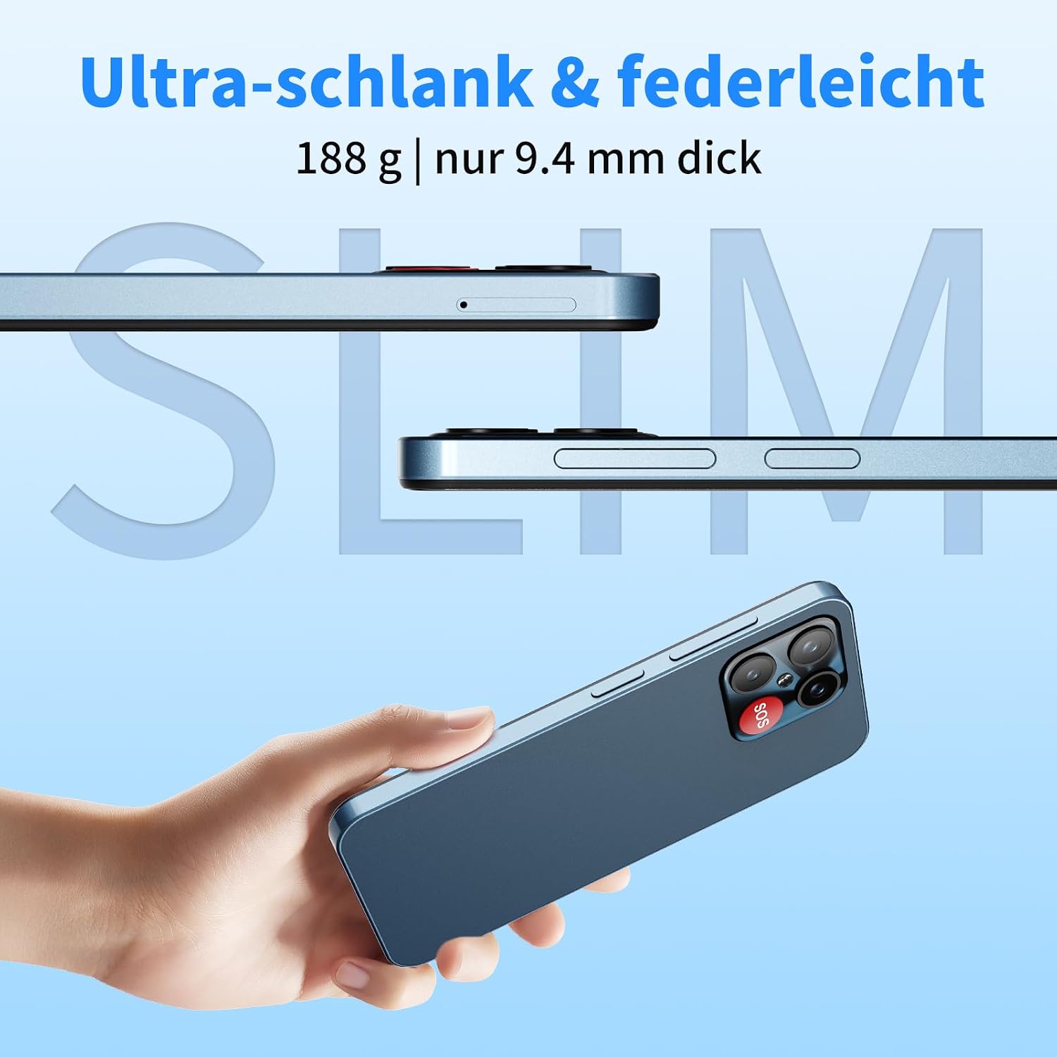 4G Seniorenhandy Smartphone ohne Vertrag, 4+64GBDual-SIM, 6,6 Zoll,Blau – Bild 6