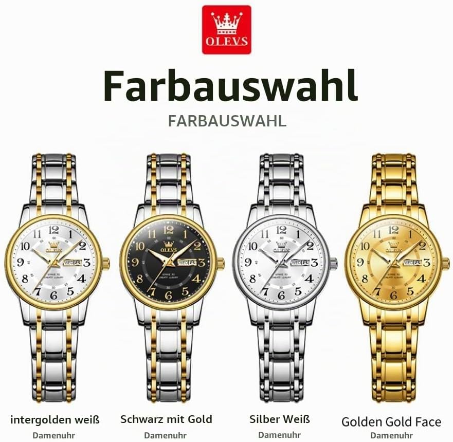 OLEVS Armbanduhr Damen 3Bar Wasserdicht mit Quarzwerk Klassische – Bild 6