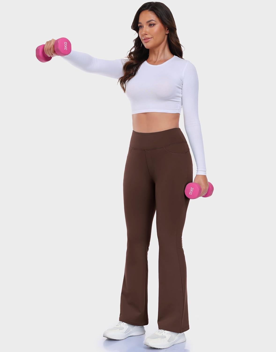 Yogahose Damen Thermo Bootcut Hose Winter Sporthose mit Taschen – Bild 6