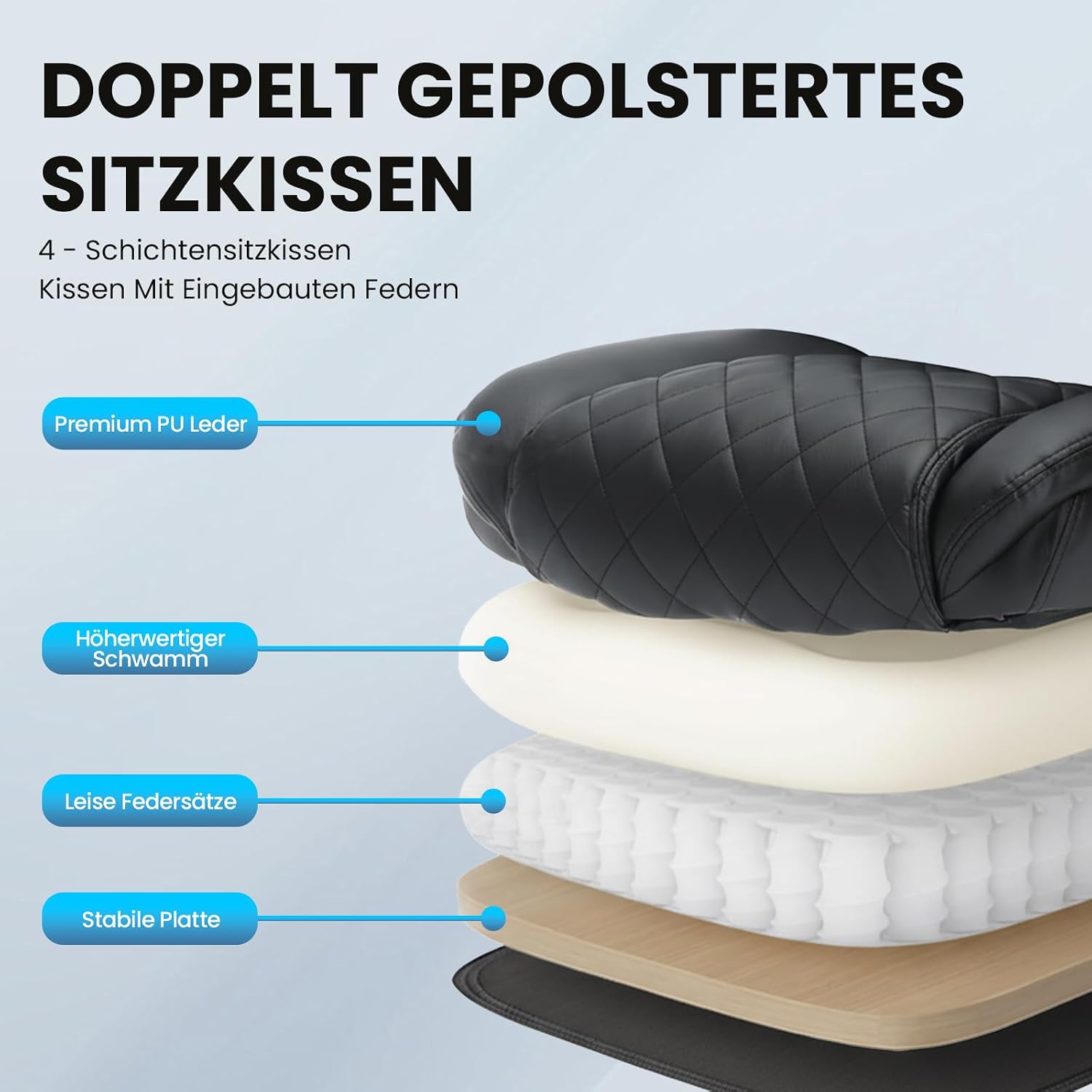 Bürostuhl Ergonomisch mit Massagefunktion, Ergonomischer Schreibtischstuhl mit Heizfunktion, Chefsessel mit Fußstütze, 360° Drehstuhl, 94-125° Verstellbarer Rückenlehne, für Office, Schwarz – Bild 8