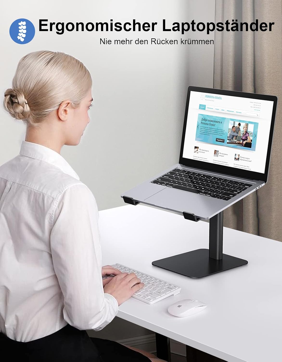 Babacom Laptop Ständer, 8X Höhenverstellbar Aluminium+Rundum-Silikon-Schutz – Bild 7