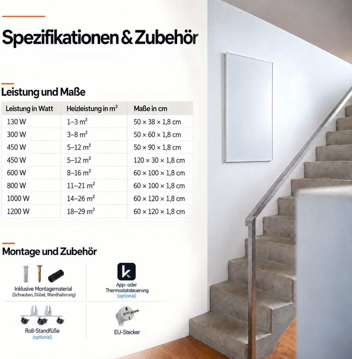 Könighaus Infrarotheizung 600 Watt - Eco-Modell - Thermostat – Bild 9