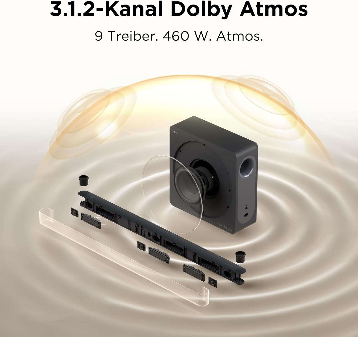 TCL A65K 3.1.2-Kanal-Soundbar für TV mit Subwoofer, Dolby Atmos – Bild 5