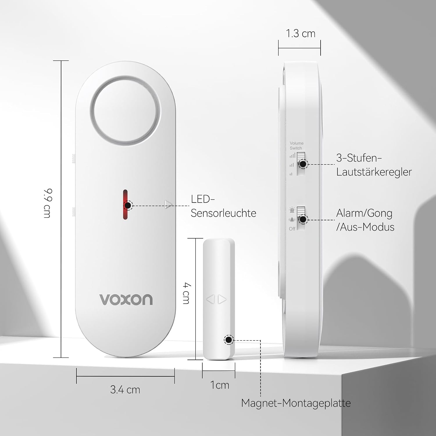 VOXON Türalarm, Fensteralarm Einbruchschutz, 2-in-1 Alarm/Türgong, 3-stufiger Lautstärkeregler, Alarmanlage Tür- und Fenstersensoren mit Sirene für Pool, Haus, Geschäft, Garage, Wohnung (2Pcs) – Bild 7