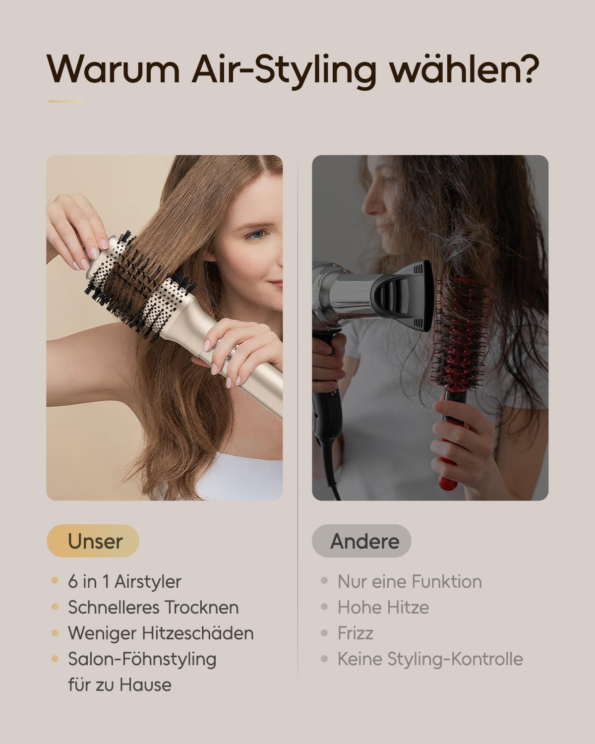 7MAGIC 6 in 1 Airstyler, Ionen Föhn,Auto-Wrap Lockenstab,Ohne Extreme Hitze – Bild 3