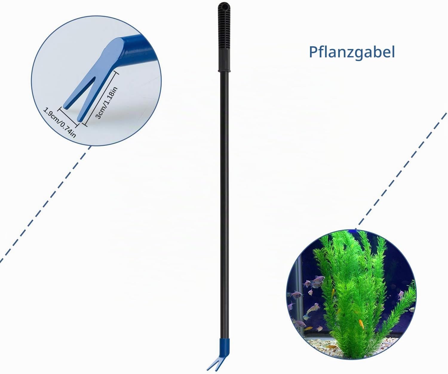 Hohe Qualität 5 in 1 Aquarium Reinigung Werkzeug Set Fischnetz + Kiesrechen + Algen Schaber + Float Gabel + Schwamm zur Reinigung Aquarium Bettgestell Gabel Kies – Bild 3