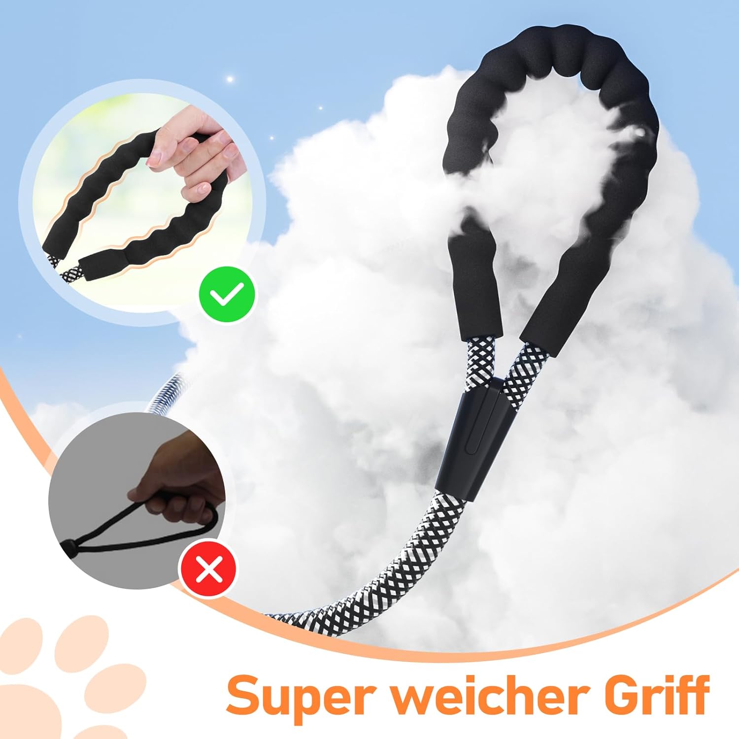 X XBEN Schleppleine für Hunde, 3M 5M 10M 15M 20M 25M 30M Lang Robuste Hundeleine mit Abschließbarer Karabiner, Laufleine Trainingsleine für Kleine Mittlere Große Hunde, Weiche Handschlaufe – Bild 3