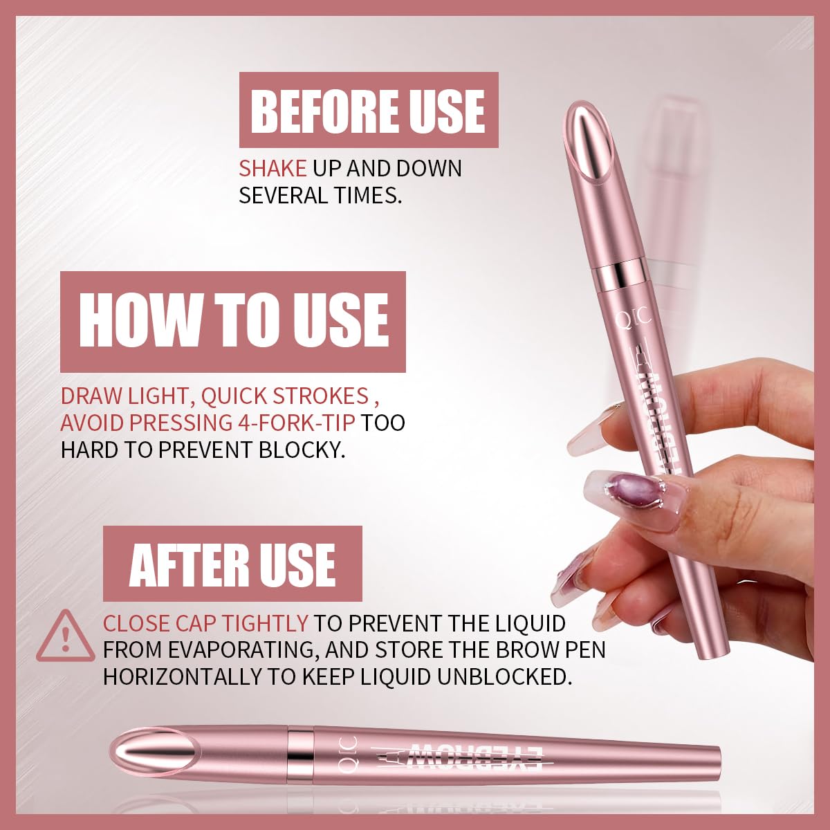 QIC Augenbrauenstift, Microblading Eyebrow Pencil, Wasserfest & Langanhaltend, Präzises Nachzeichnen für Natürliche & Volle Augenbrauen, Cruelty-Free (01 Light Brown) – Bild 7