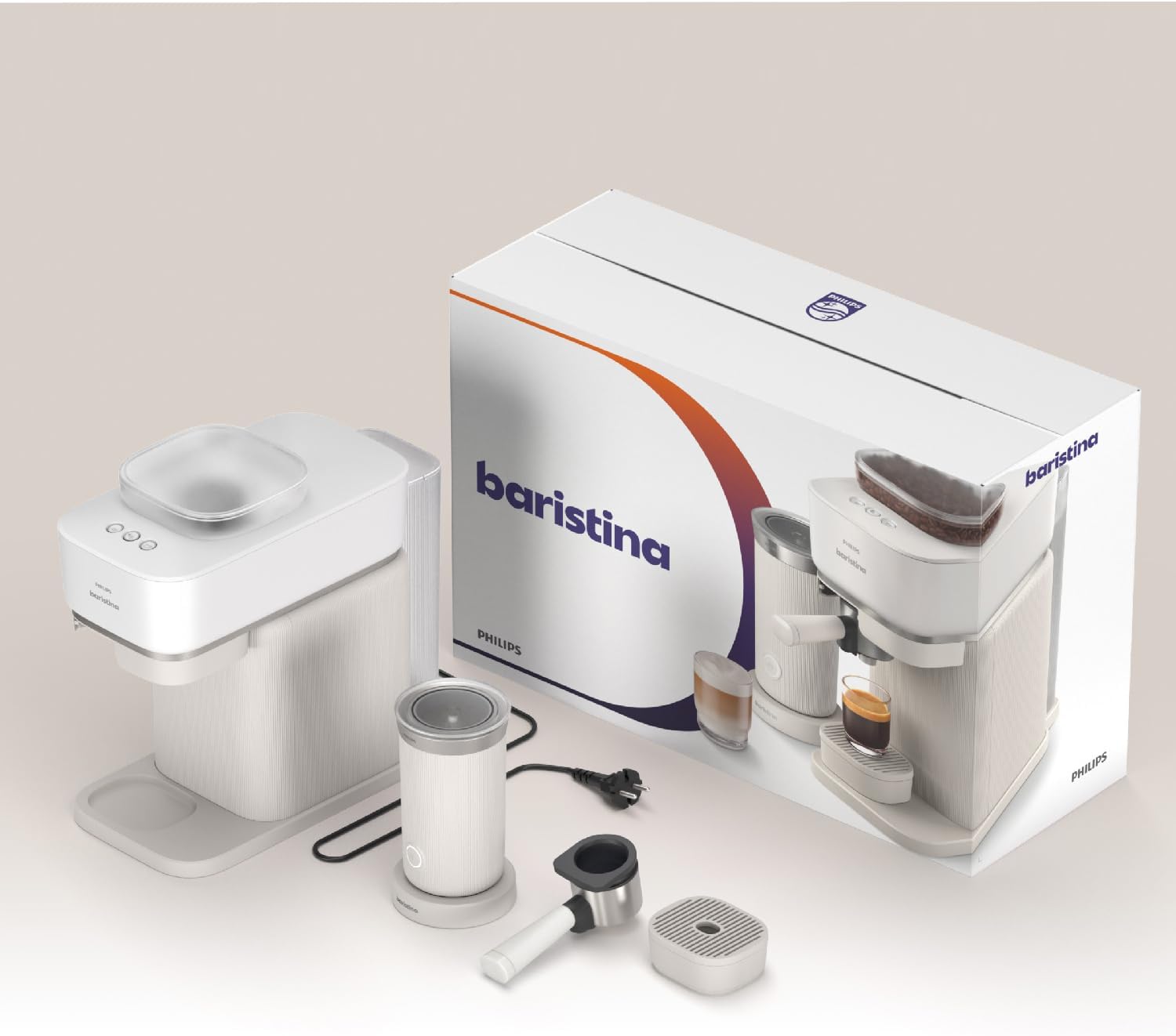 PHILIPS Baristina Espressomaschine mit Milchaufschäumer, Weiß, 16 Bar – Bild 11