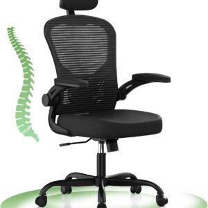 Synorla Ergonomischer Bürostuhl Schreibtischstuhl mit Lendenstütze, Schwarz