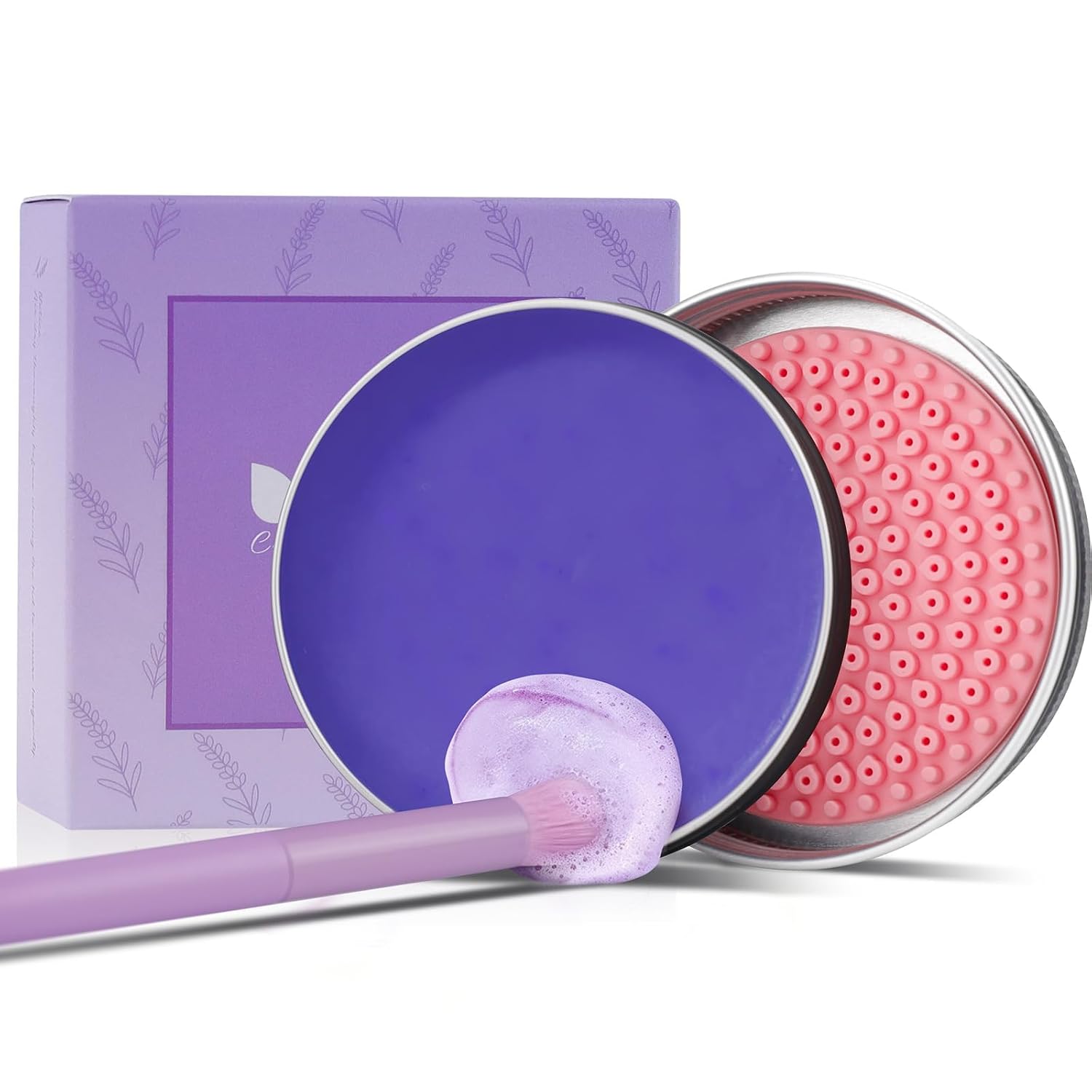 DUcare Make-up-Pinsel-Reiniger, solide Seifenreiniger, leicht zu reinigende Pinsel und Make-up-Schwämme (Lila) – Bild 9