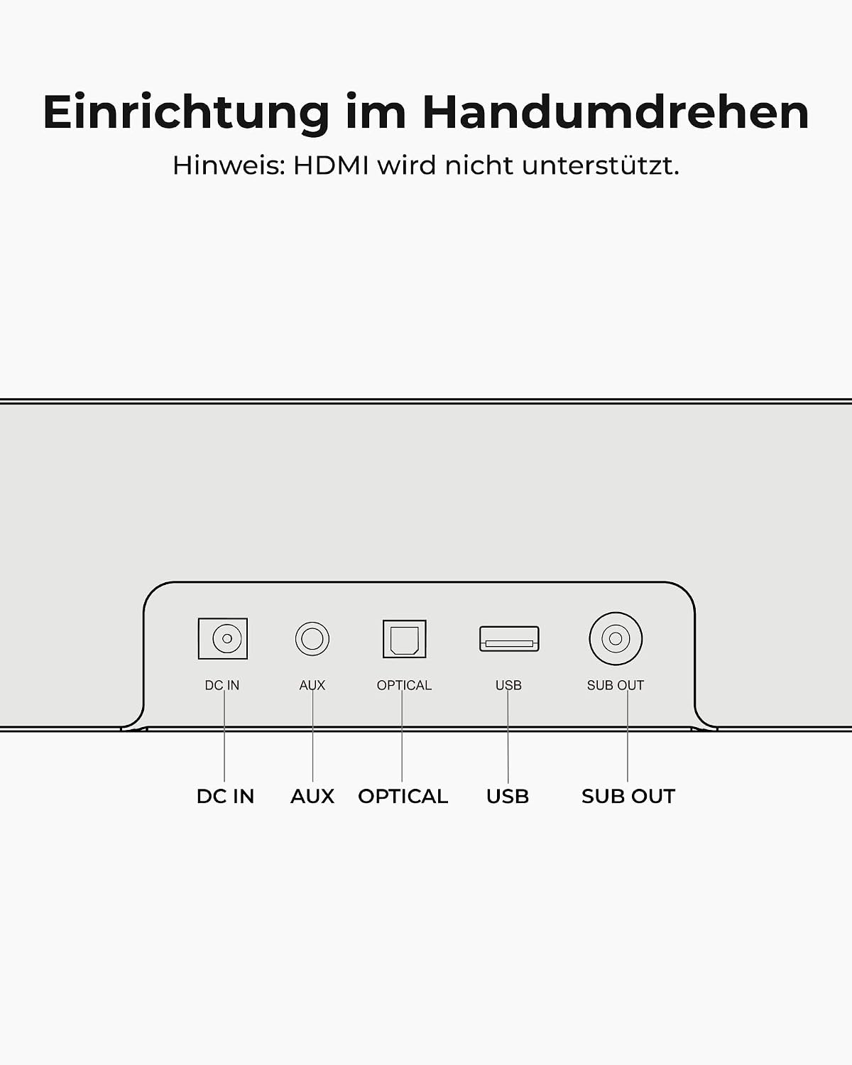 ULTIMEA 2.1 Soundbar für TV Geräte mit integriertem Subwoofer, APP-Steuerung, 132W All-in-One PC Soundbar für Gaming, TV Lautsprecher mit Verstellbarem Bass, Bluetooth® 5.4, Opt/AUX, Poseidon M20 Pro – Bild 10