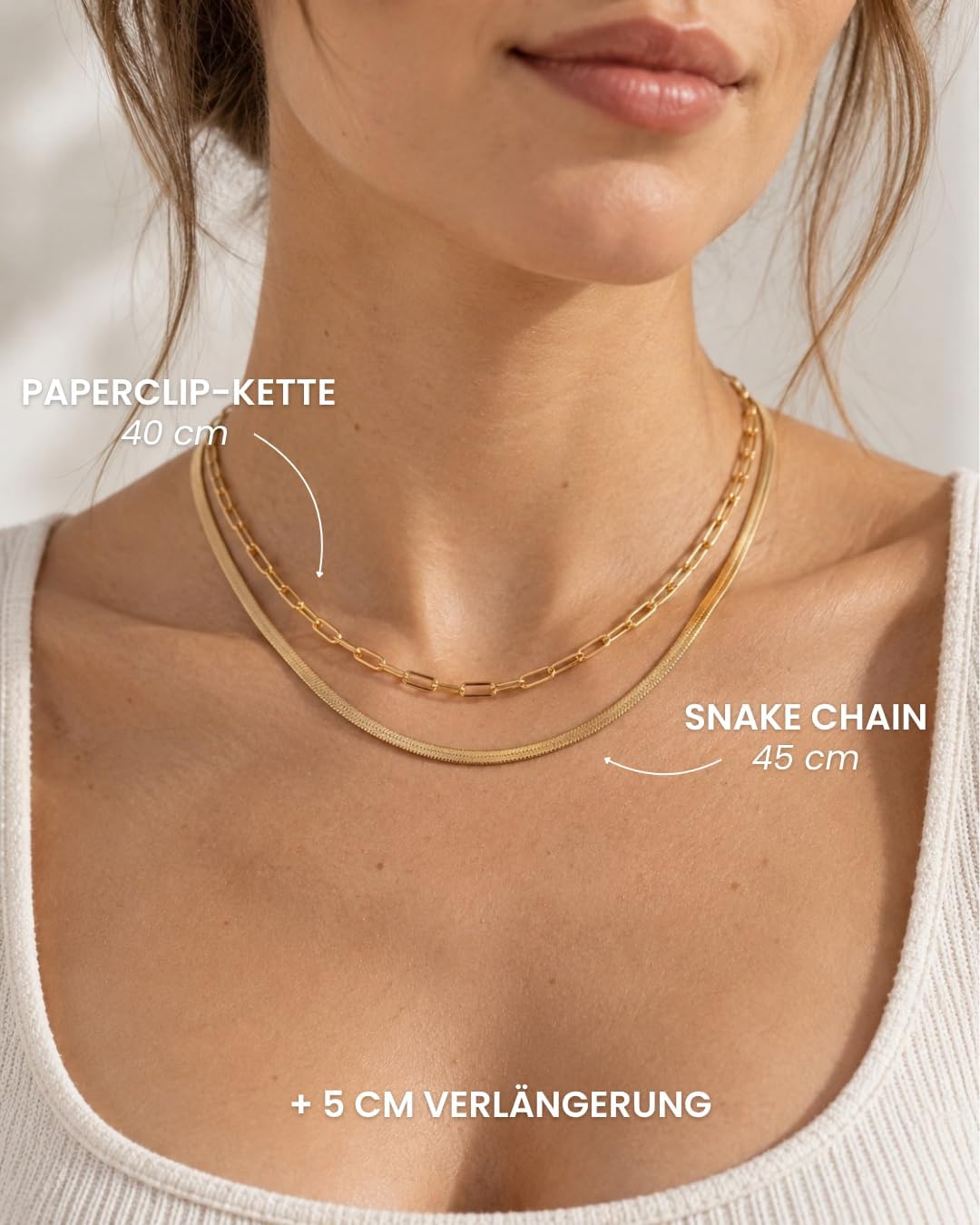 Goldkette Damen Layering Kette Gold wasserfest 18K vergoldet – Bild 4