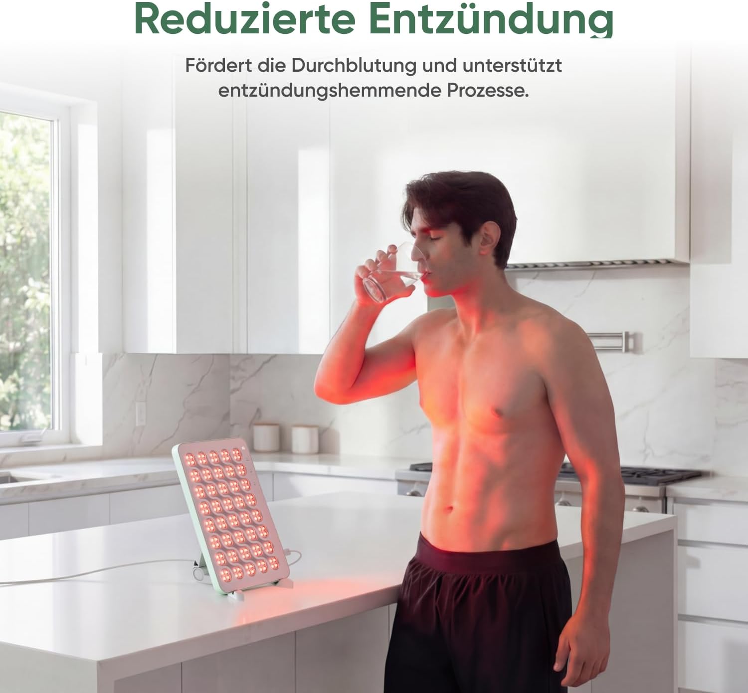 Nanoleaf Rotlichtlampe, Infrarottherapie für Körper & Gesicht, 160 LEDs (jeweils Rot 630 + Nahinfrarot 850 nm), Red Light Therapy Panel mit 4 Intensitätsstufen, Timer, Brille + Ständer – Bild 8