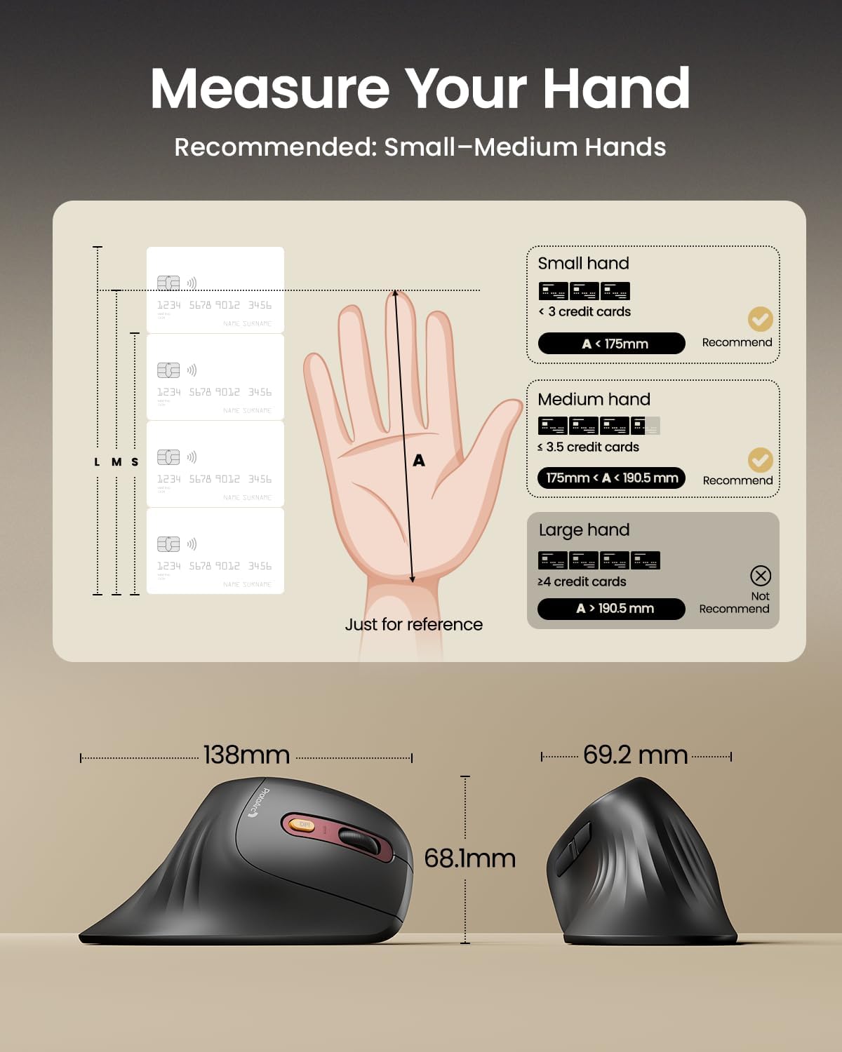 ProtoArc EM11 NL Kabellos Bluetooth5.0 Ergonomische Vertikale Maus – Bild 8