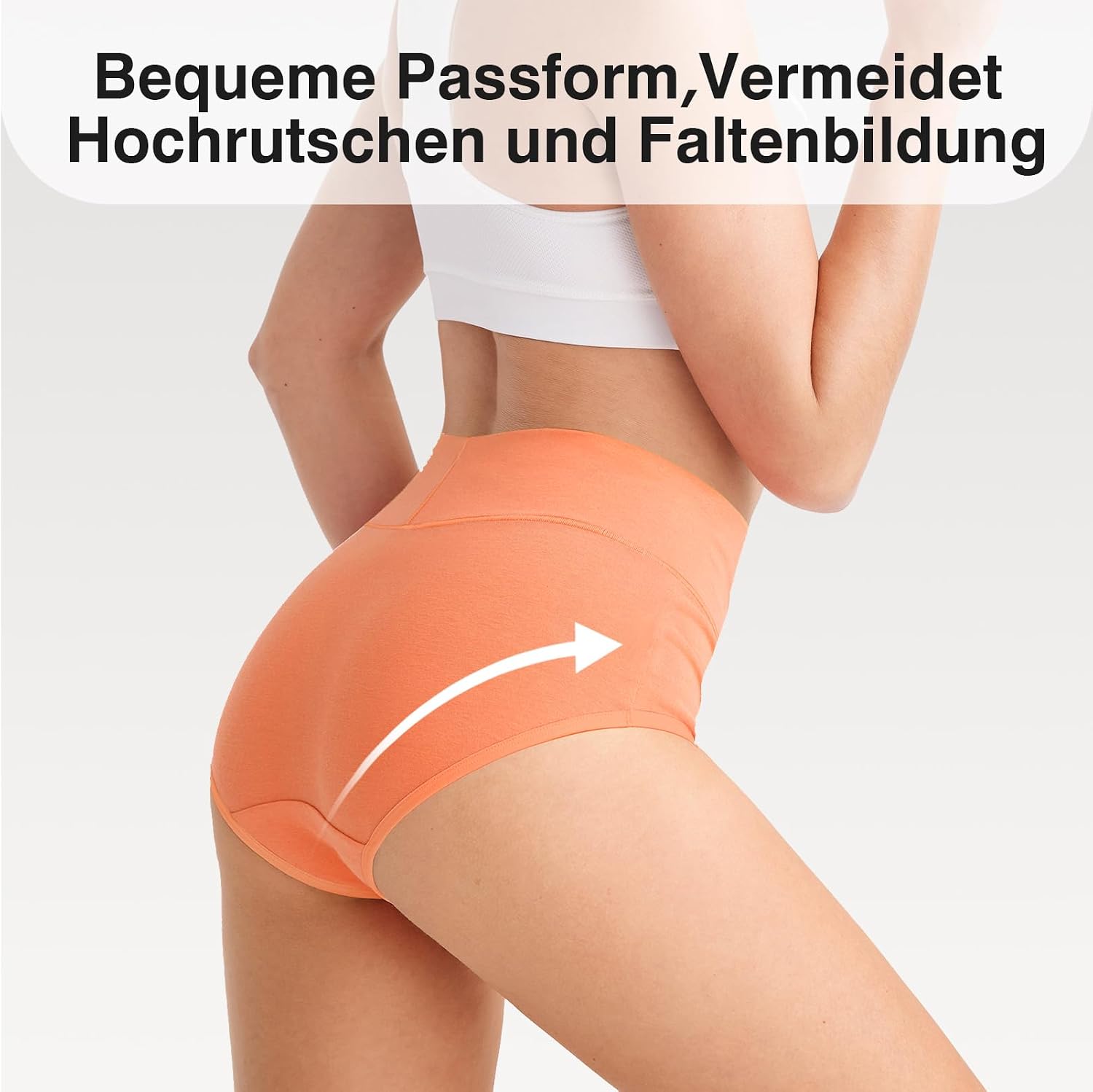 QINCAO Unterhosen Damen, Hohe Taille 6er Pack aus Baumwolle,Atmungsaktiv – Bild 5