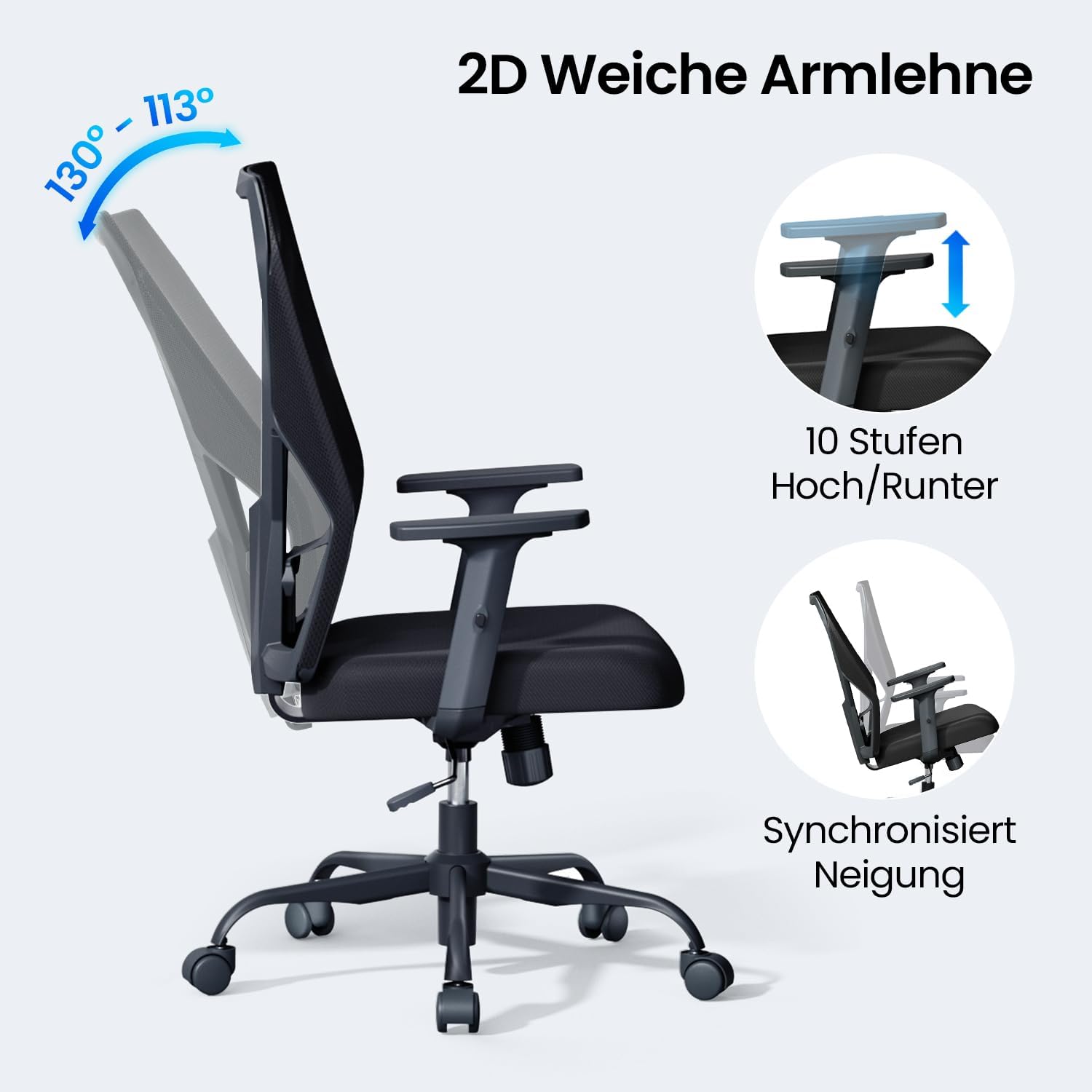 SIHOO M109 Bürostuhl mit Lordosenstütze, Schreibtischstuhl Ergonomisch Büro – Bild 6