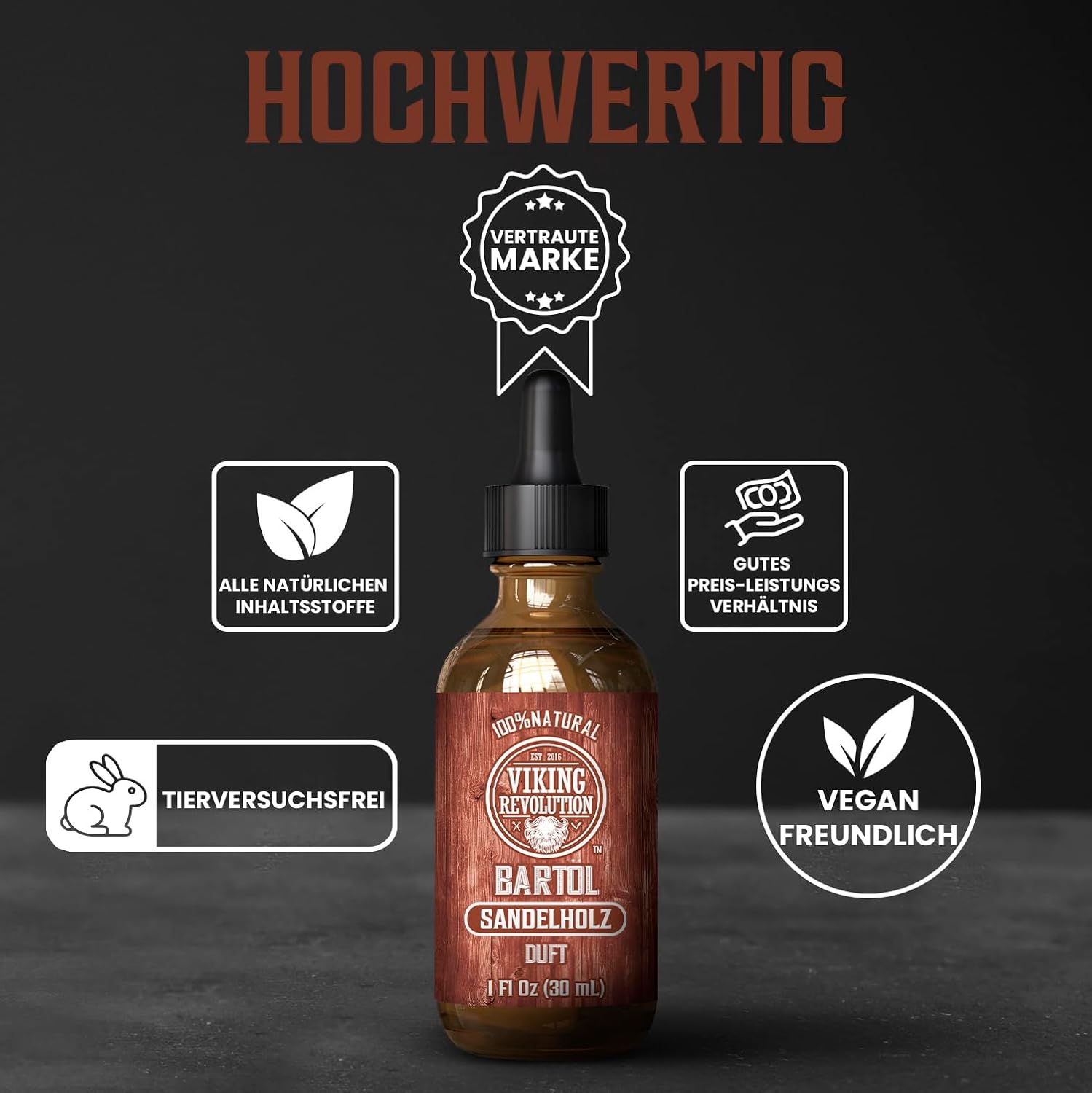 Viking Revolution - Bartöl - Macht Weich, Schützt und Stärkt - Natürliches Argan- und Jojobaöl - Bartöl Herren - Geschenke Für Männer - Sandelholz - 30 ml – Bild 5
