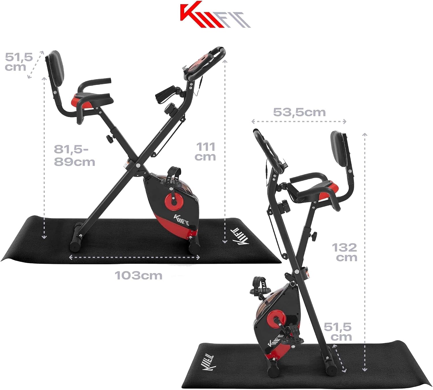 KM-Fit 2in1 Heimtrainer Fahrrad | LCD-Display | Fitnessbike klappbar – Bild 7
