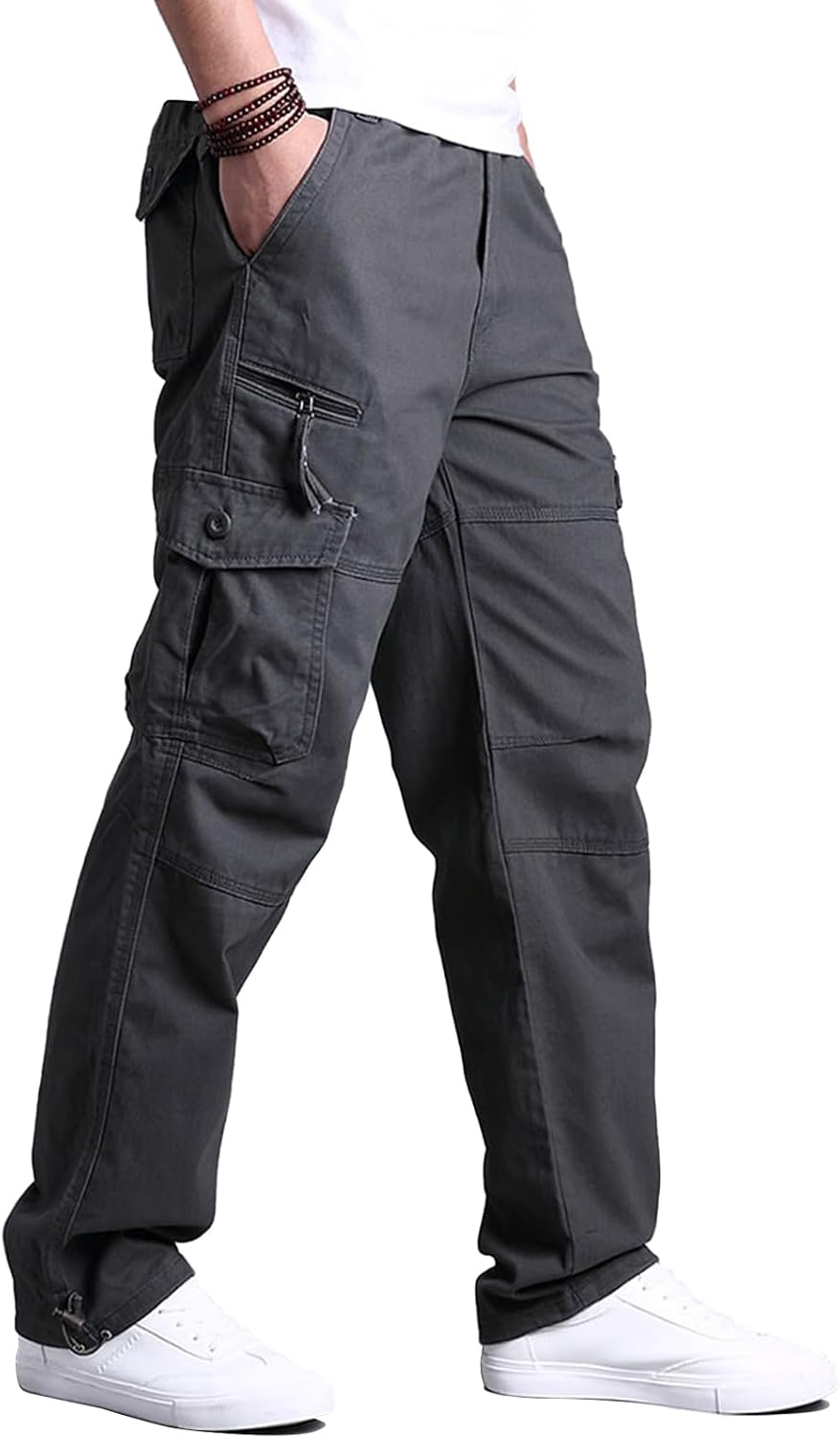 Aotoyou Cargohose Herren Baumwolle Cargo Hose Lang Freizeithose – Bild 2