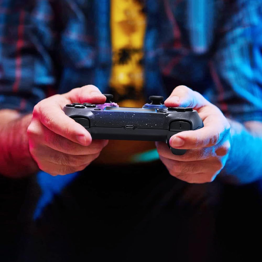 AceGamer Wireless Controller für PS4, Game Controller kompatibel mit PS4/Pro/Slim/PC Gamepad mit Turbo/Zurück Taste/Dual Vibration/6-Achsen Gyro Sensor/Touchpanel – Bild 6