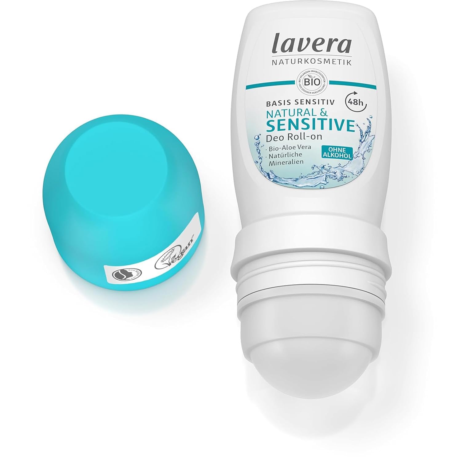 lavera Deo Roll-on basis sensitiv NATURAL SENSITIVE - vegan - Naturkosmetik - Deo-Roller mit Bio-Aloe Vera - Natürliche Mineralien ohne Aluminium - alkoholfreien Rezeptur - 48-h Deo Schutz - 50 ml – Bild 2