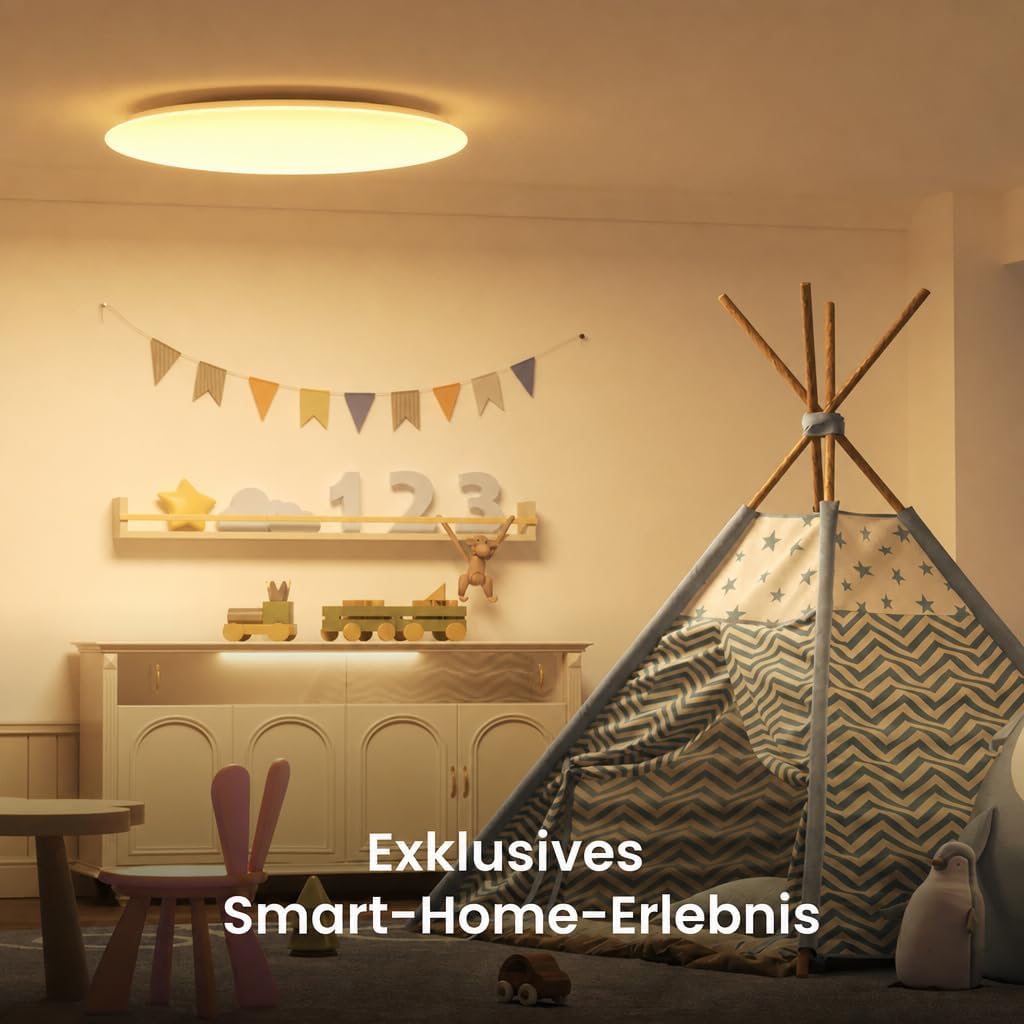 Yeelight Smart Deckenleuchte mit RGBCW Backlight, 60cm 50W Dimmbar LED Deckenlampe Blitz-Montage, 4500LM, 16M DIY Farben, 2700K-6500K, Kompatibel mit Alexa & Google, App Fernbedienung Große LED Lampe – Bild 4