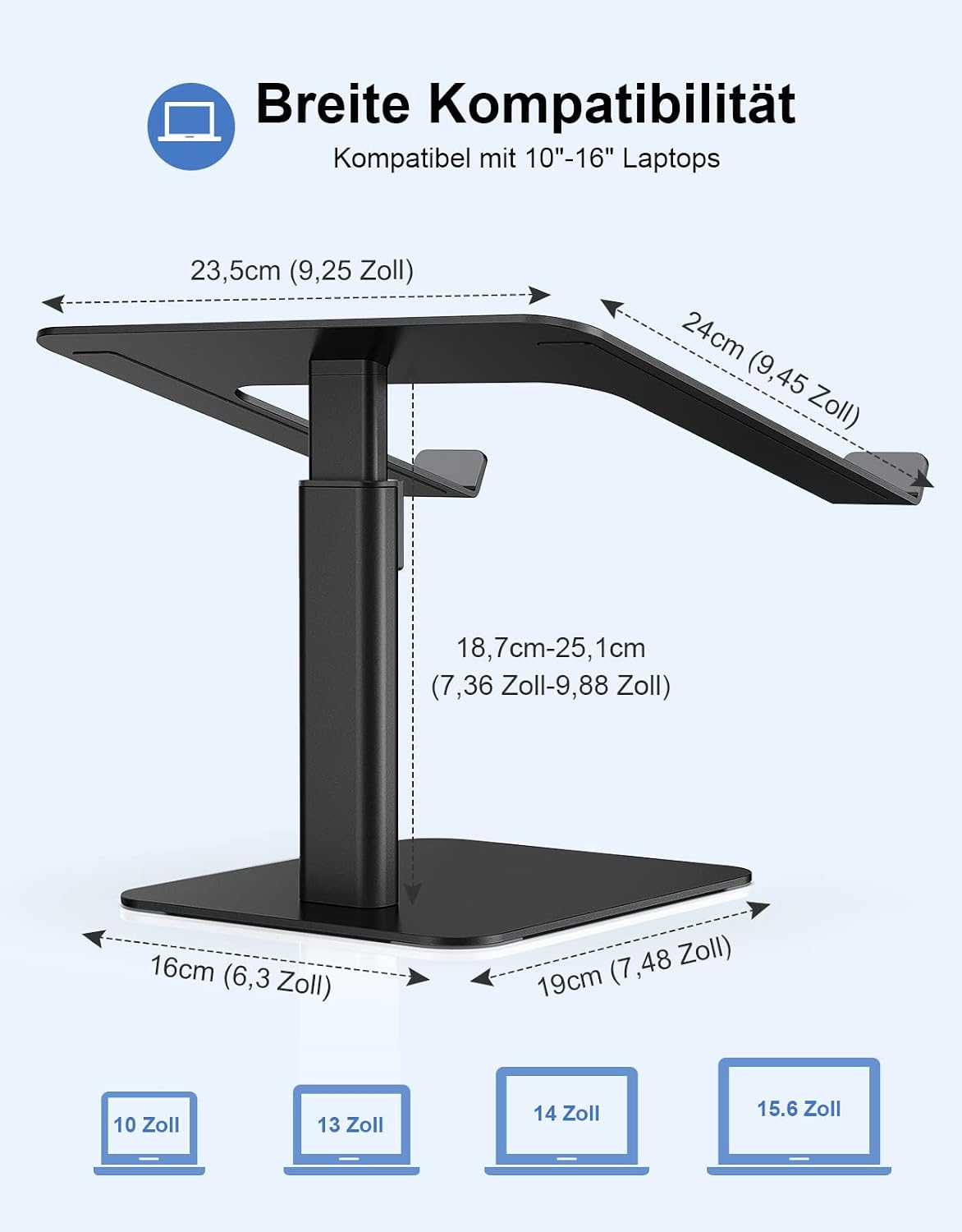 Babacom Laptop Ständer, 8X Höhenverstellbar Aluminium+Rundum-Silikon-Schutz – Bild 6