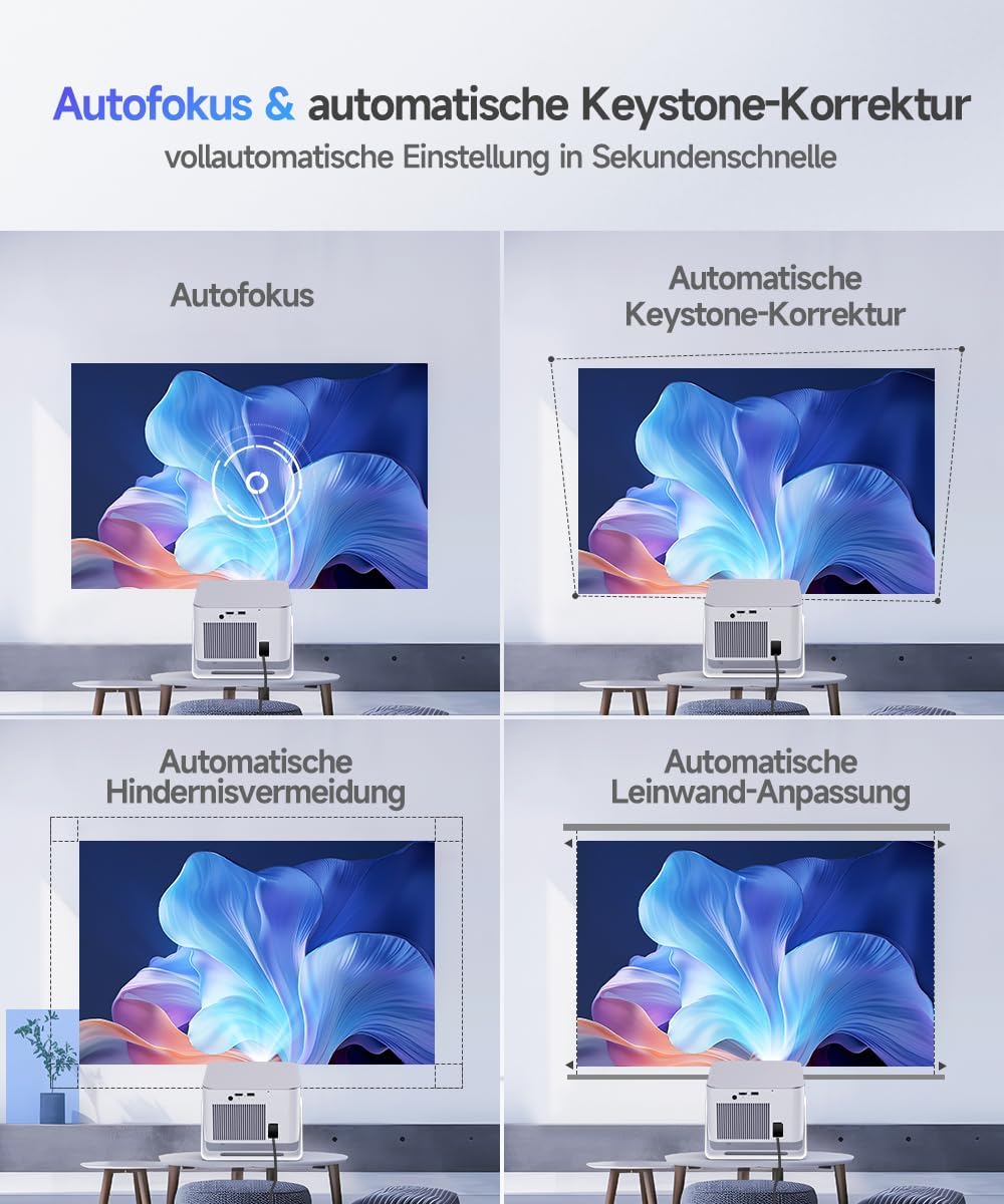 Mini Beamer Projektor 4K/8K Unterstützt, Native 1080P 600 ANSI für Heimkino – Bild 5