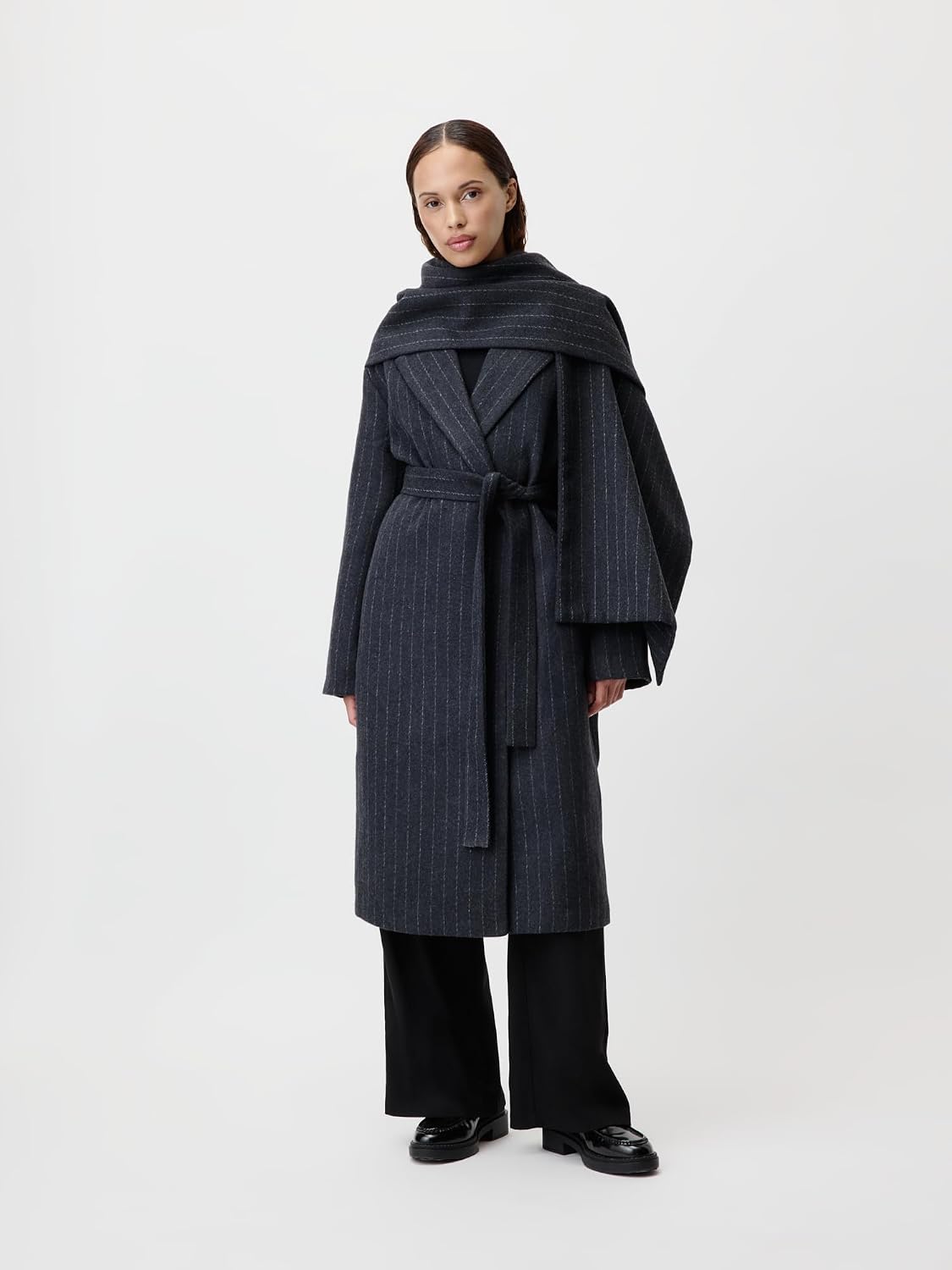 LeGer Jaden Coat - Mantel Damen mit Schal - lockere Passform - Wollmantel mit Streifen - Mode für Damen - by Lena Gercke - Gr. 34-44 – Bild 4