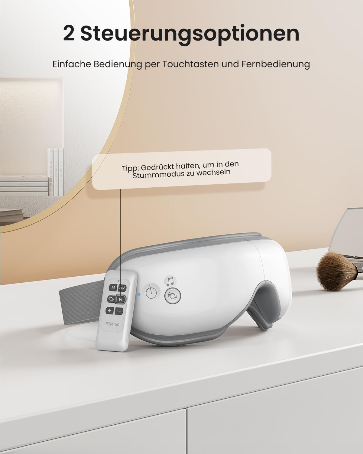 RENPHO Augenmassagegerät mit Wärme, Schlafmaske mit Fernbedienung – Bild 5