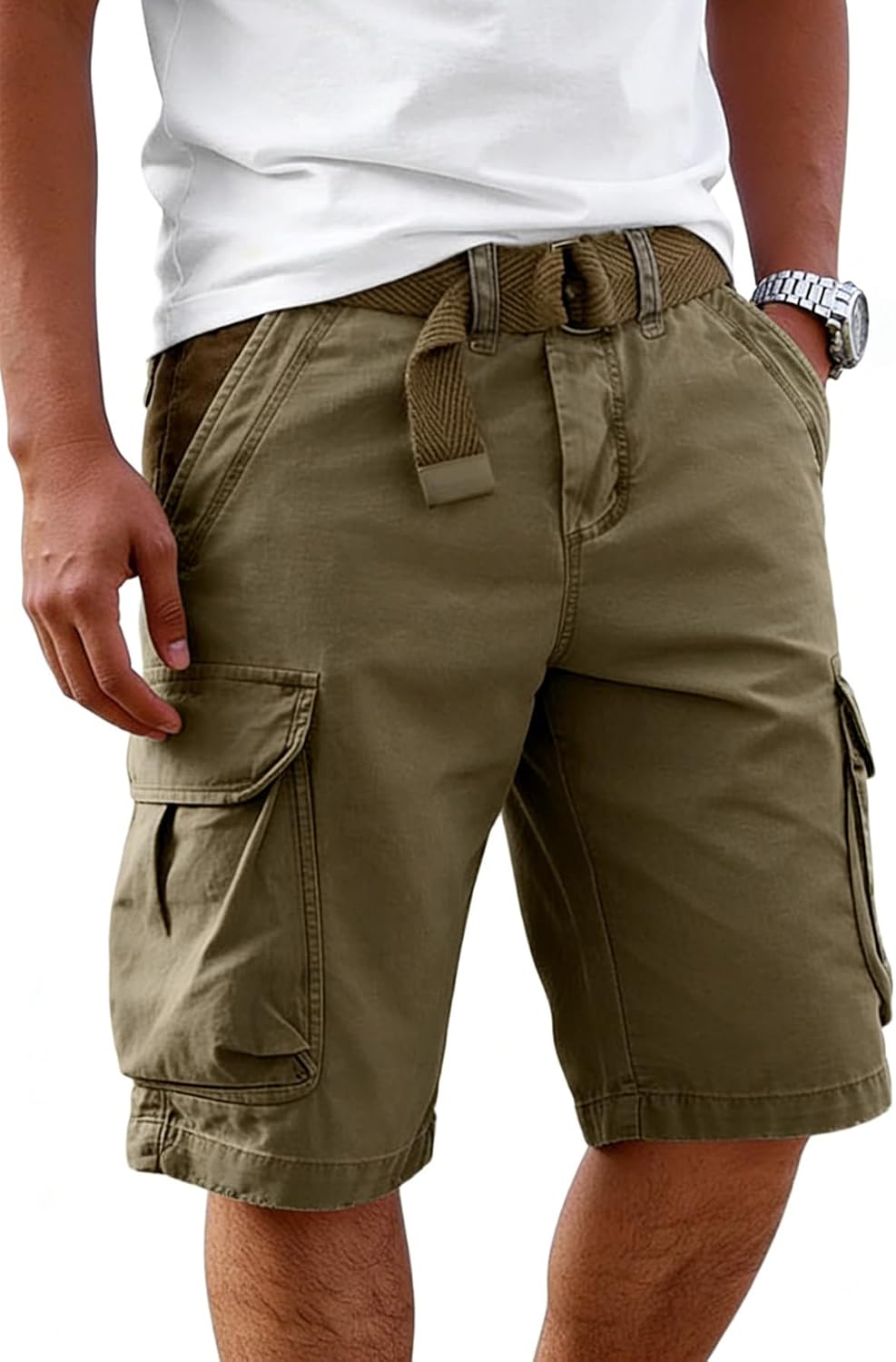 CLOAKA Kurze Hosen Herren Baumwolle Stretch Baggy Cargo Shorts Oversized Sommer Outdoor Loose Fit Casual Cargohose Herren Kurz mit Taschen – Bild 6