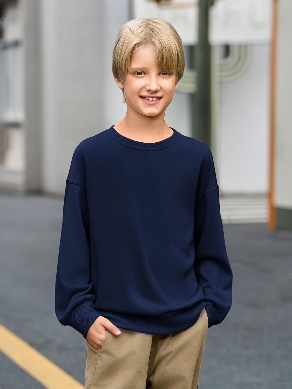 Haloumoning Jungen Sweatshirt modisches Langarm Rundhals Pullover für Kinder 5-14 Jahre – Bild 2