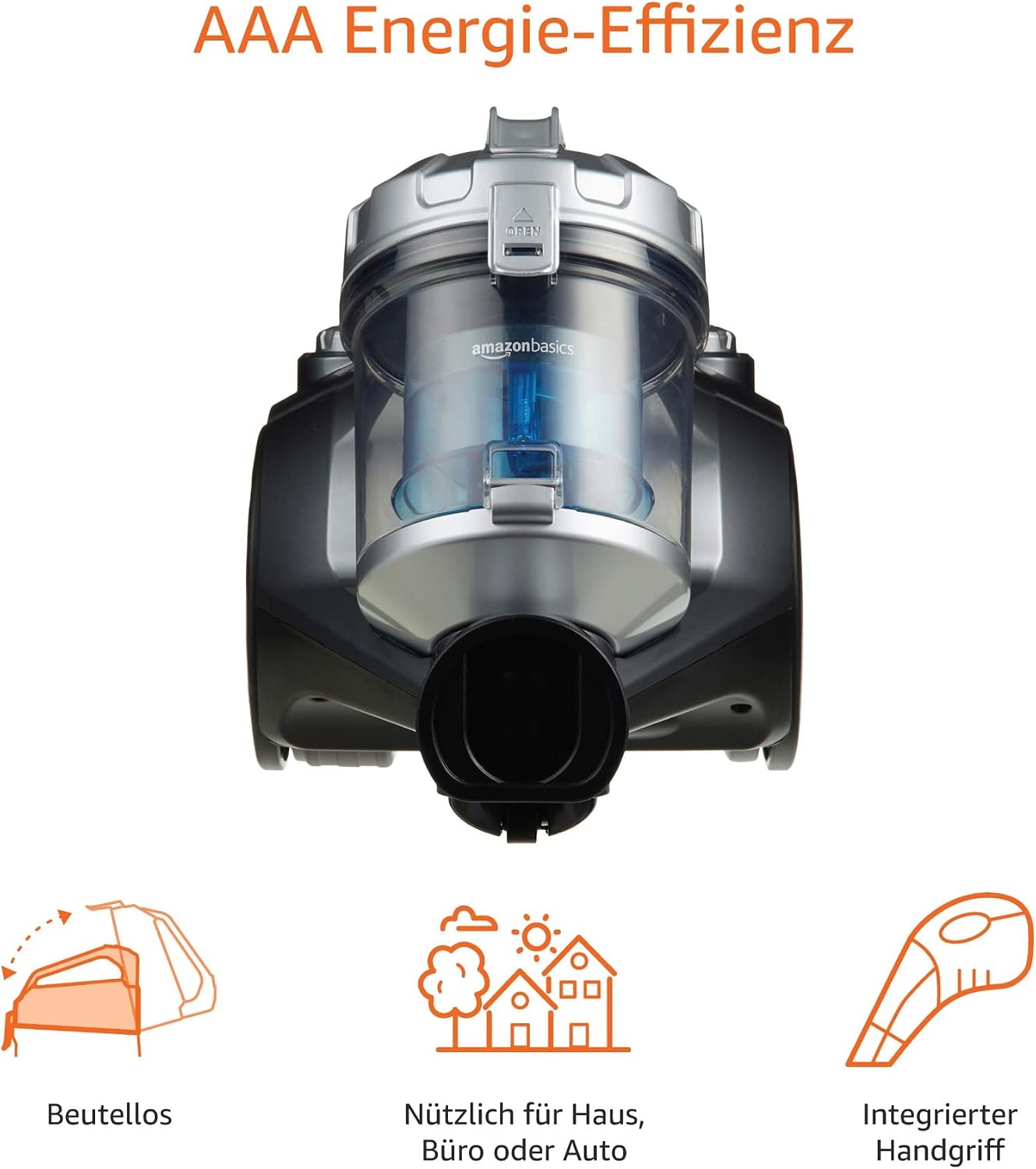 Amazon Basics Beutelloser Staubsauger Kanister, 700W, 1,5l, Schwarz/Blau – Bild 2