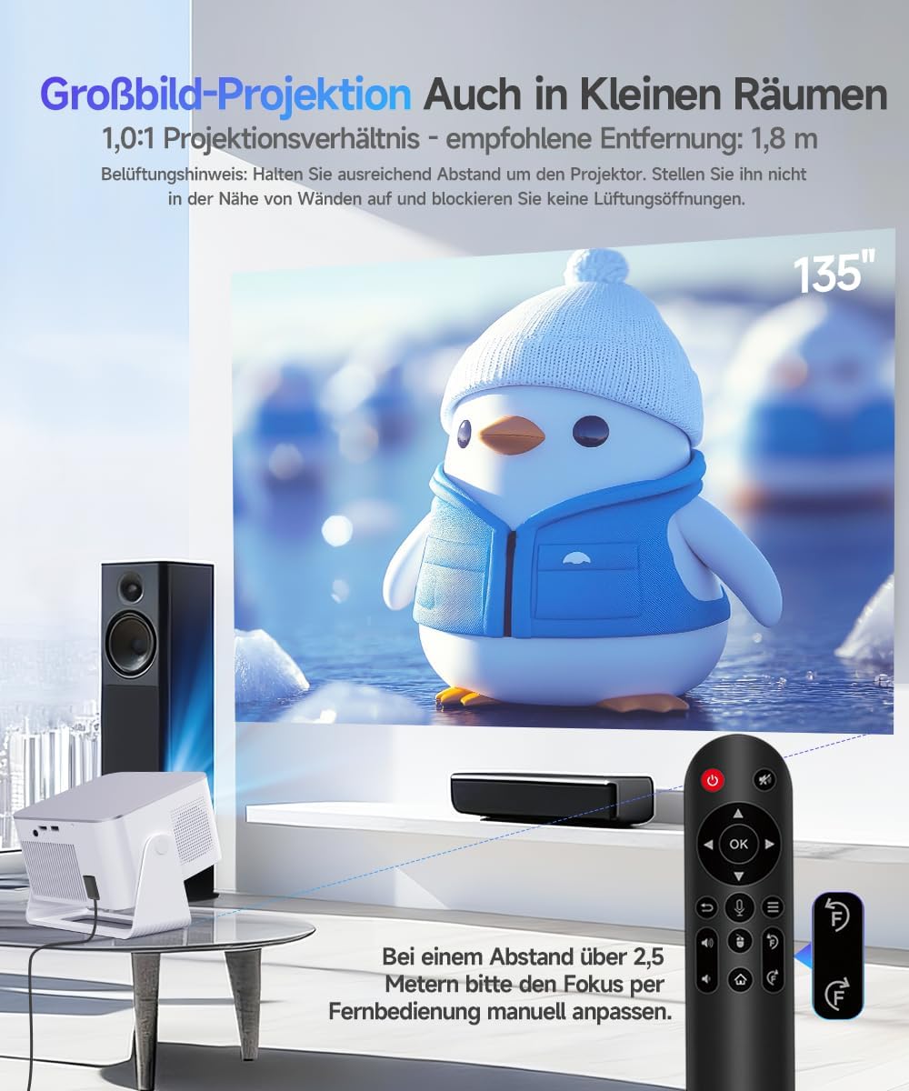 Mini Beamer Projektor 4K/8K Unterstützt, Native 1080P 600 ANSI für Heimkino – Bild 7