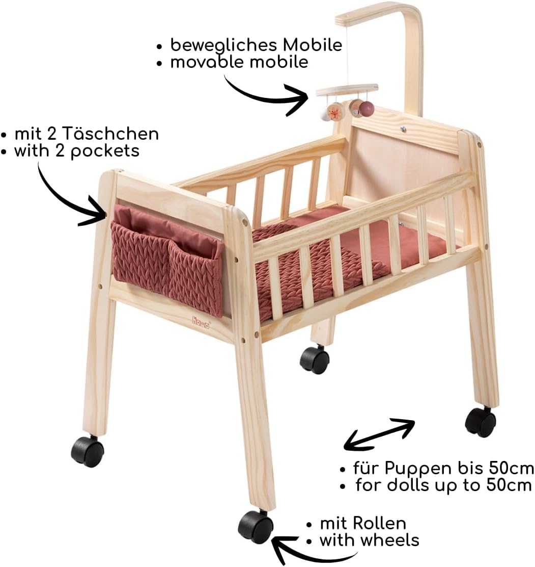 howa Puppenbett Holz Puppenmöbel für Puppen bis 50 cm Grace 2170 – Bild 7