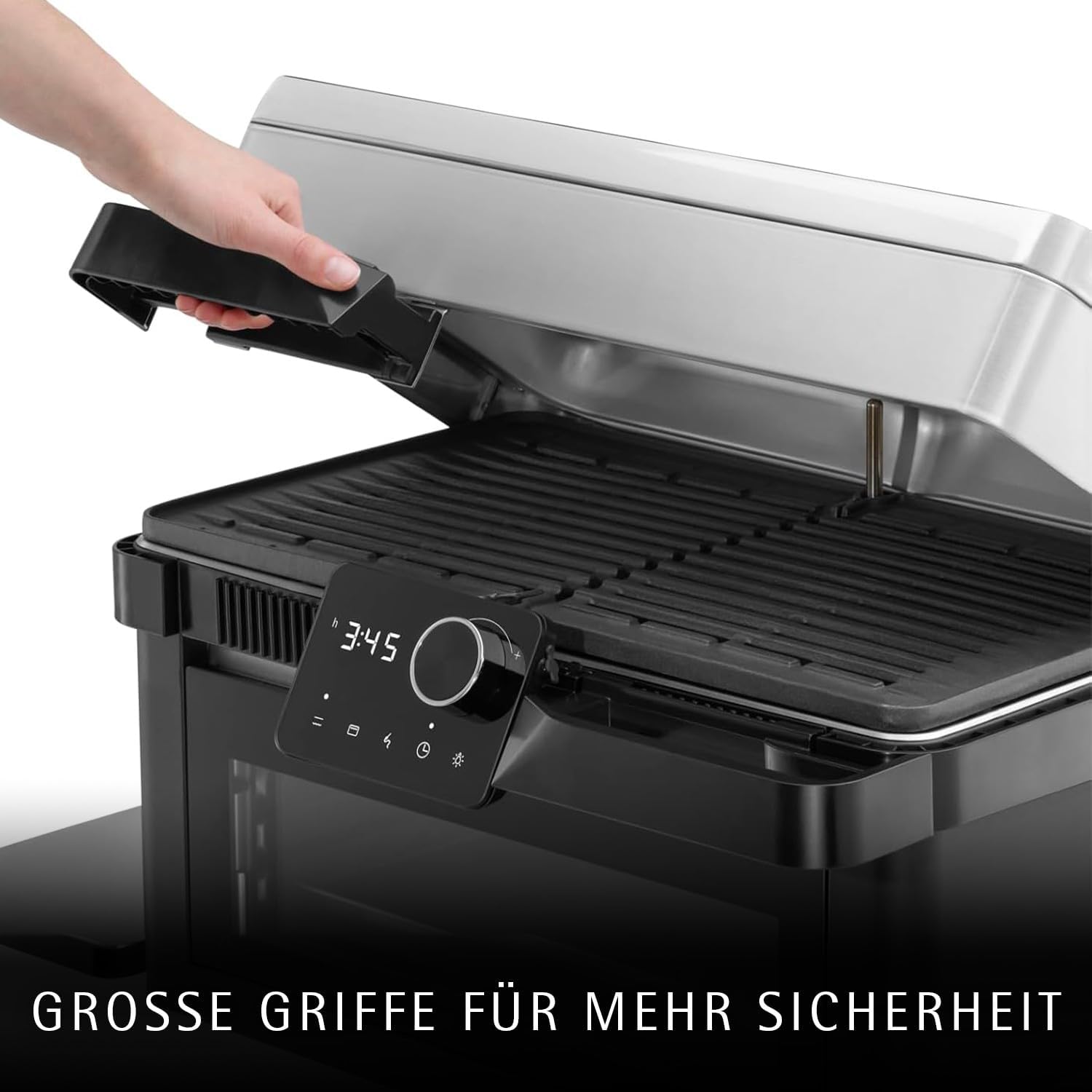 WMF Profi Plus Urban Master Elektrogrill Standgrill – Grill elektrisch bis 340°C, integrierter Backofen bis 200°C, Elektrogrill mit Deckel für Balkon & draußen, 2-in-1 Balkongrill mit Gusseisenplatten – Bild 5